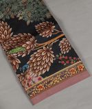 Pink And Black Tussar Printed Saree T3541031
