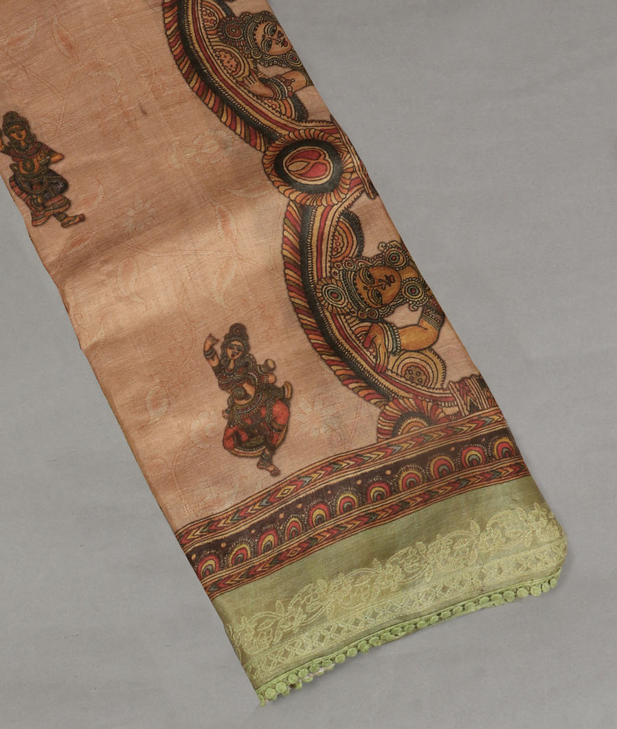 Pinkish Beige Tussar Printed Saree T393544-image