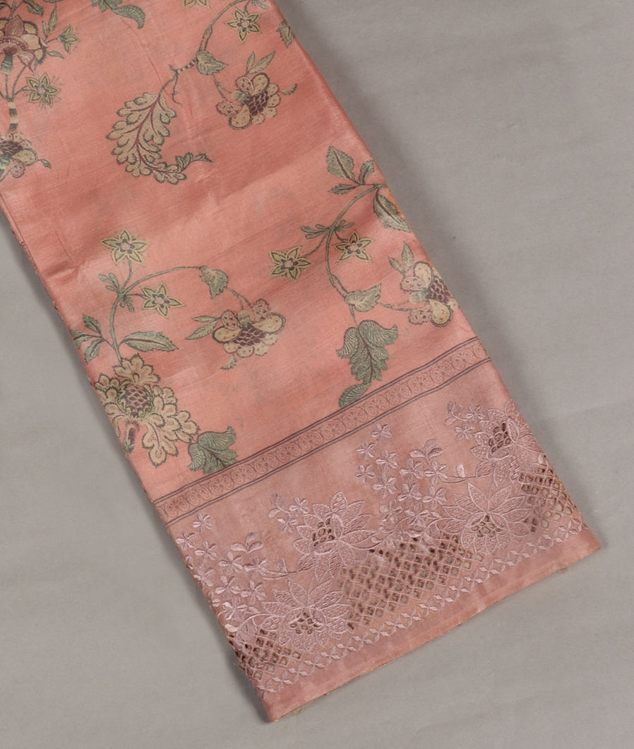 Salmon Pink Tussar Printed Saree T393533-image