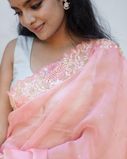 Pink  Kora Organza Embroidery Saree T3808992