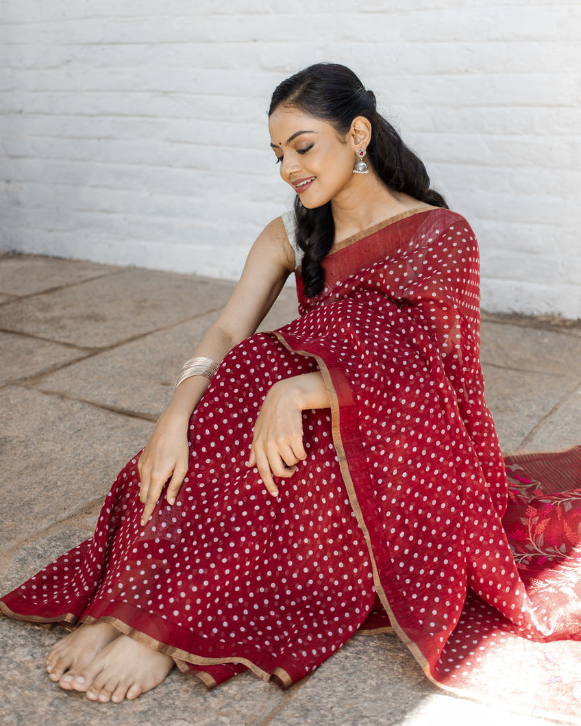 maroon saree