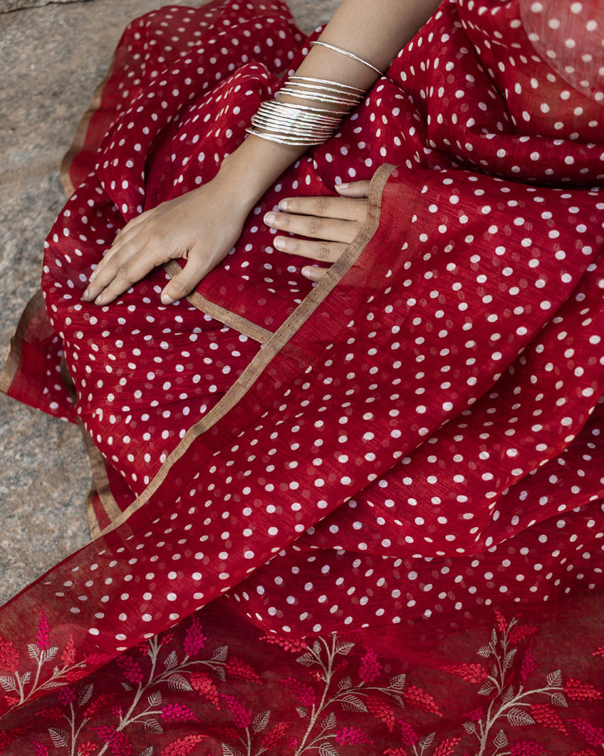 maroon designer saree