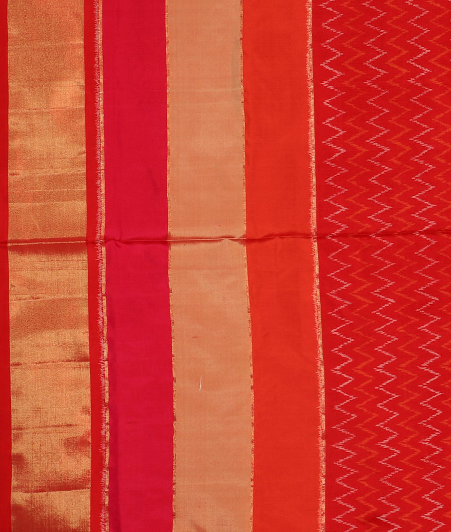 Yellowish Orange Ikat Silk Saree T3575893