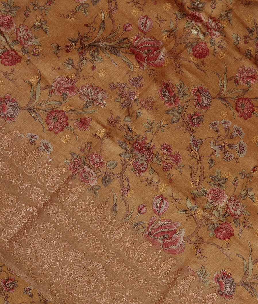 Beige Tussar Printed Saree T3540874