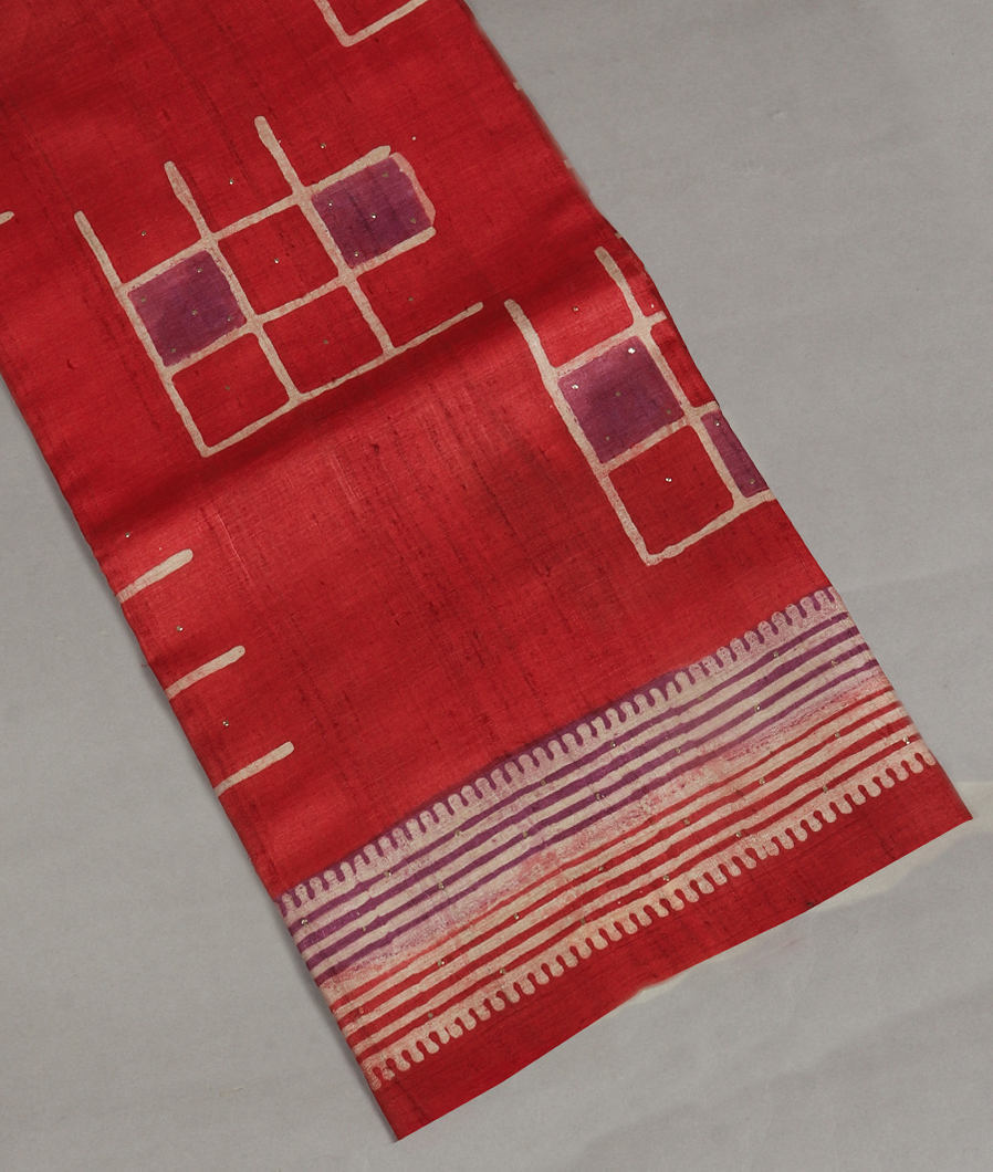 Red Tussar Printed Saree T278899-image