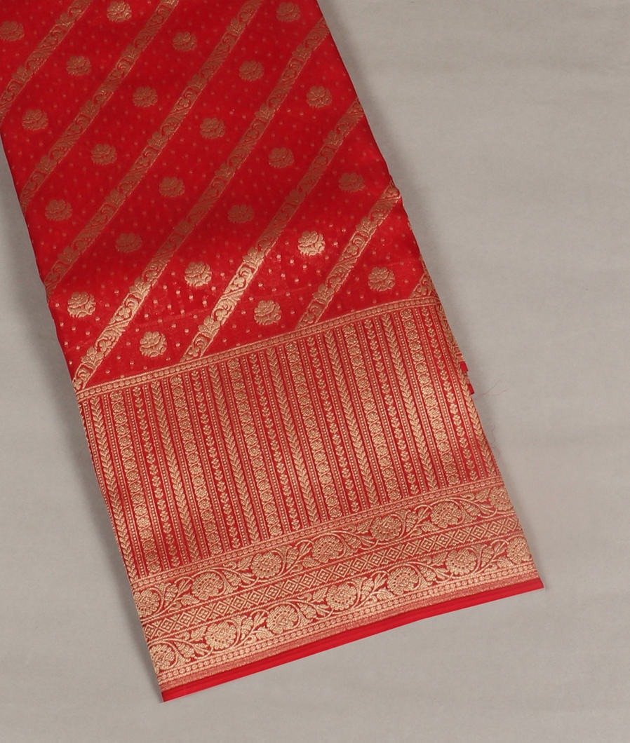 Red Banaras Organza Saree T399864-image
