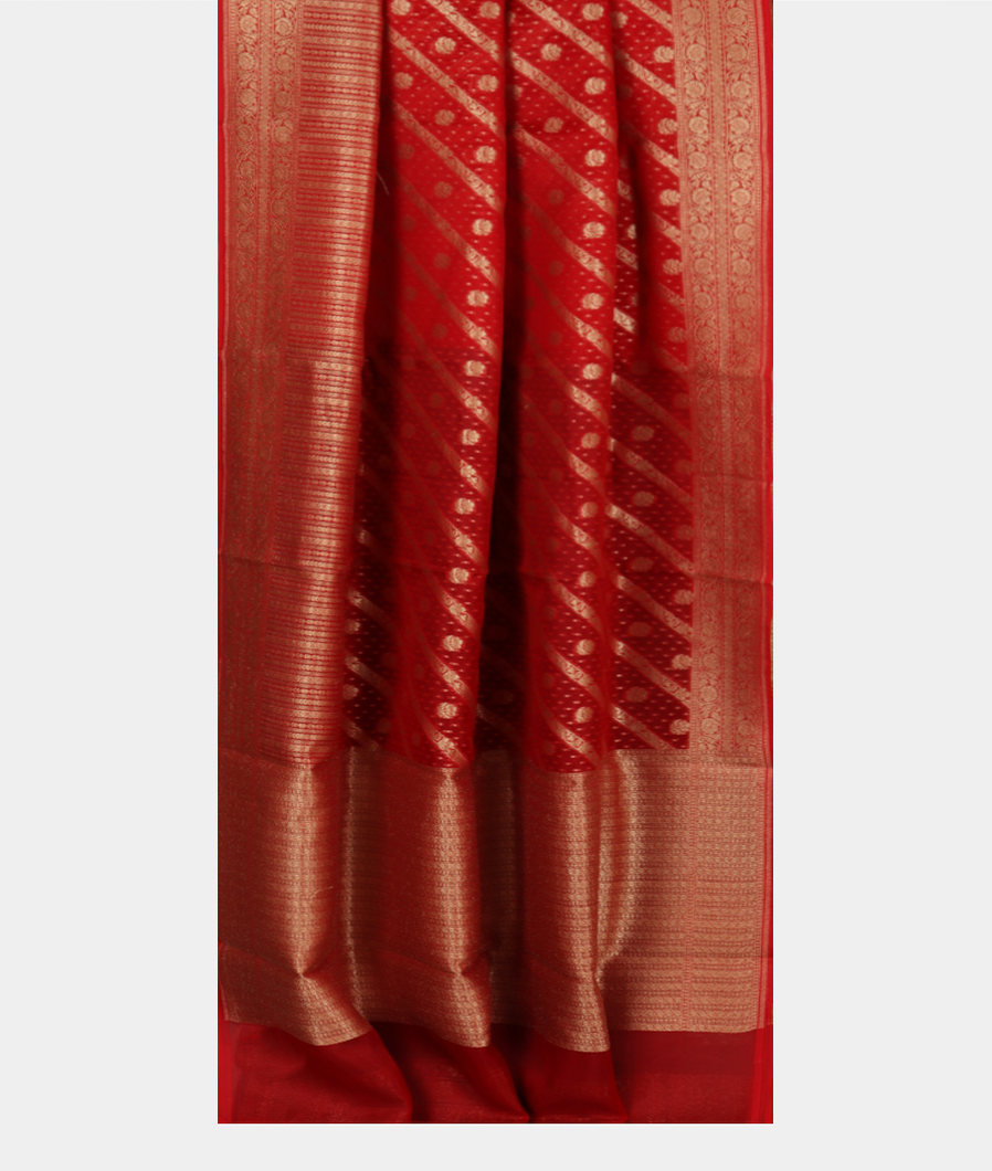 Red Banaras Organza Saree T3998642