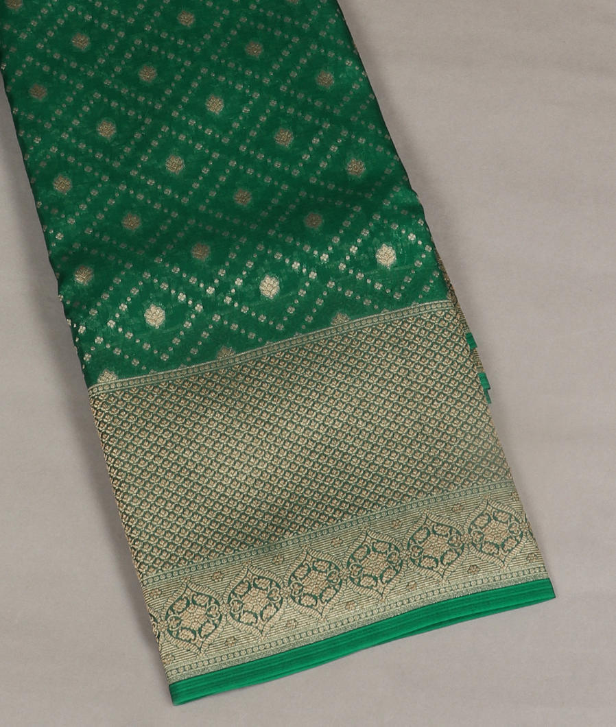 Green Banaras Organza Saree T399863-image