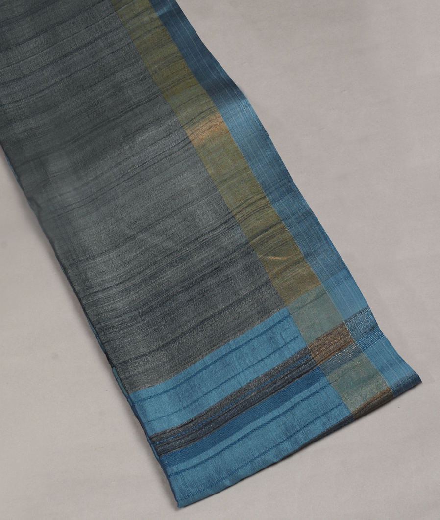 Grey Handwoven Tussar Saree T381785-image