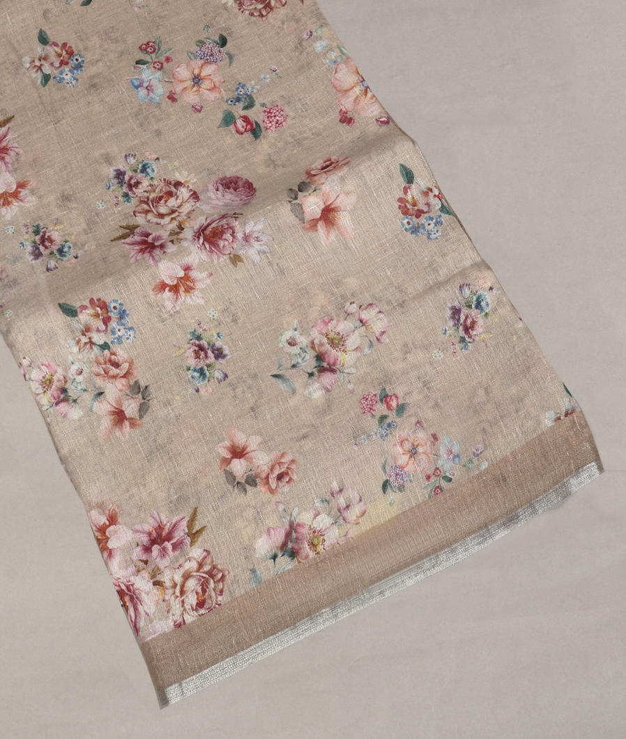 Grey Linen Printed Saree T367568-image