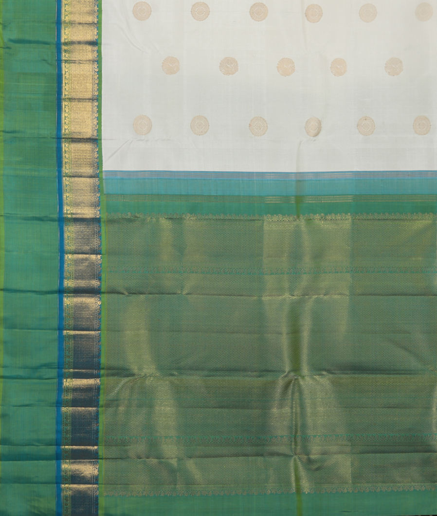 White Handwoven Kanjivaram Silk Saree T4102334