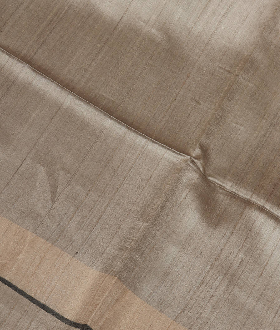 Grey Tussar Printed Saree T3707884