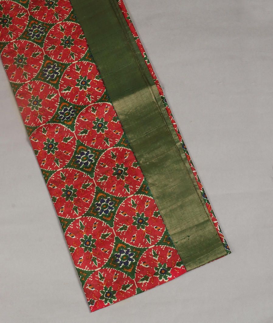 Green Printed Raw Silk Saree T373994-image