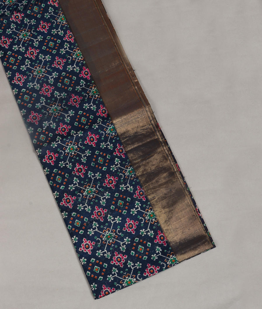 Blue Printed Raw Silk Saree T387436-image