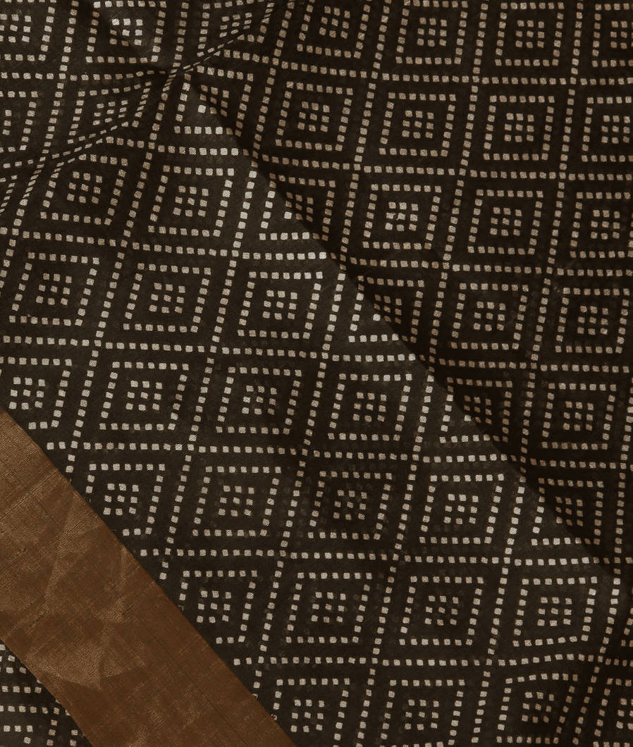 Black Printed Raw Silk Saree T403876-image