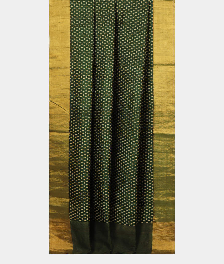 Bottle Green Printed Raw Silk Saree T4027932