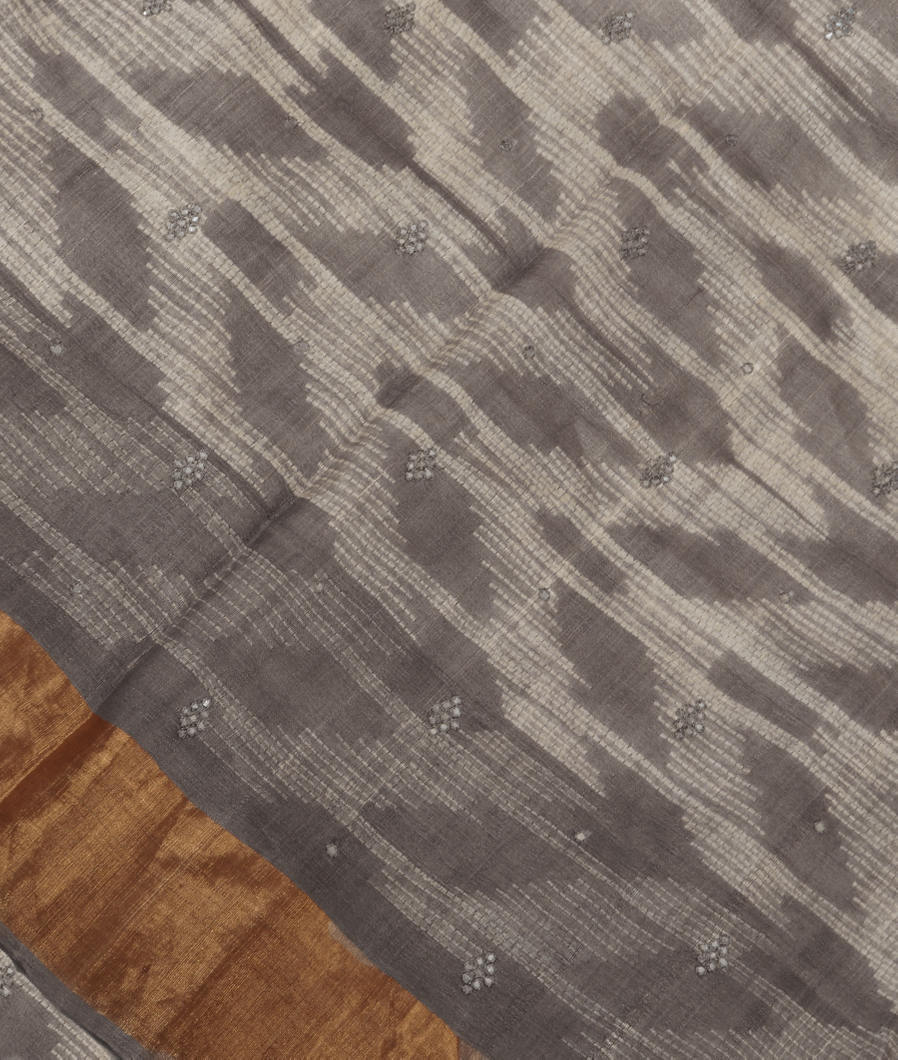 Grey Tussar Printed Saree T3727084