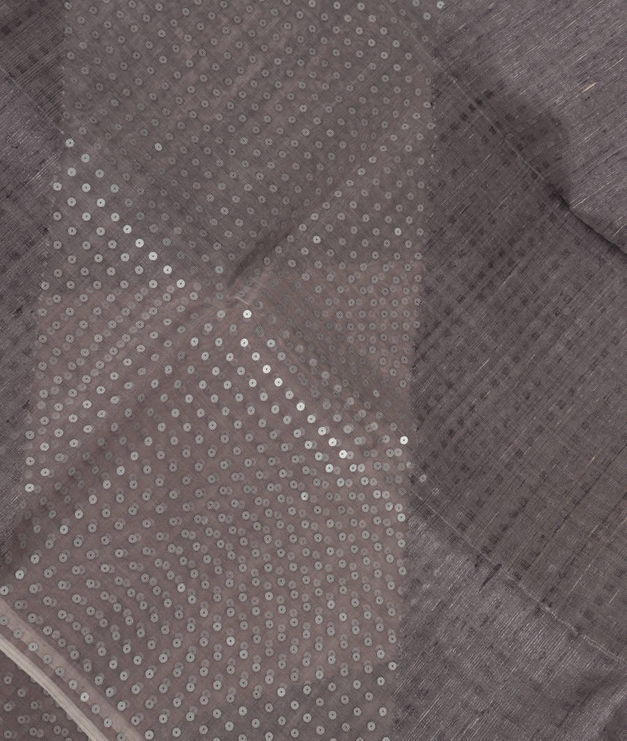 Grey Handwoven Tussar Saree T3542865