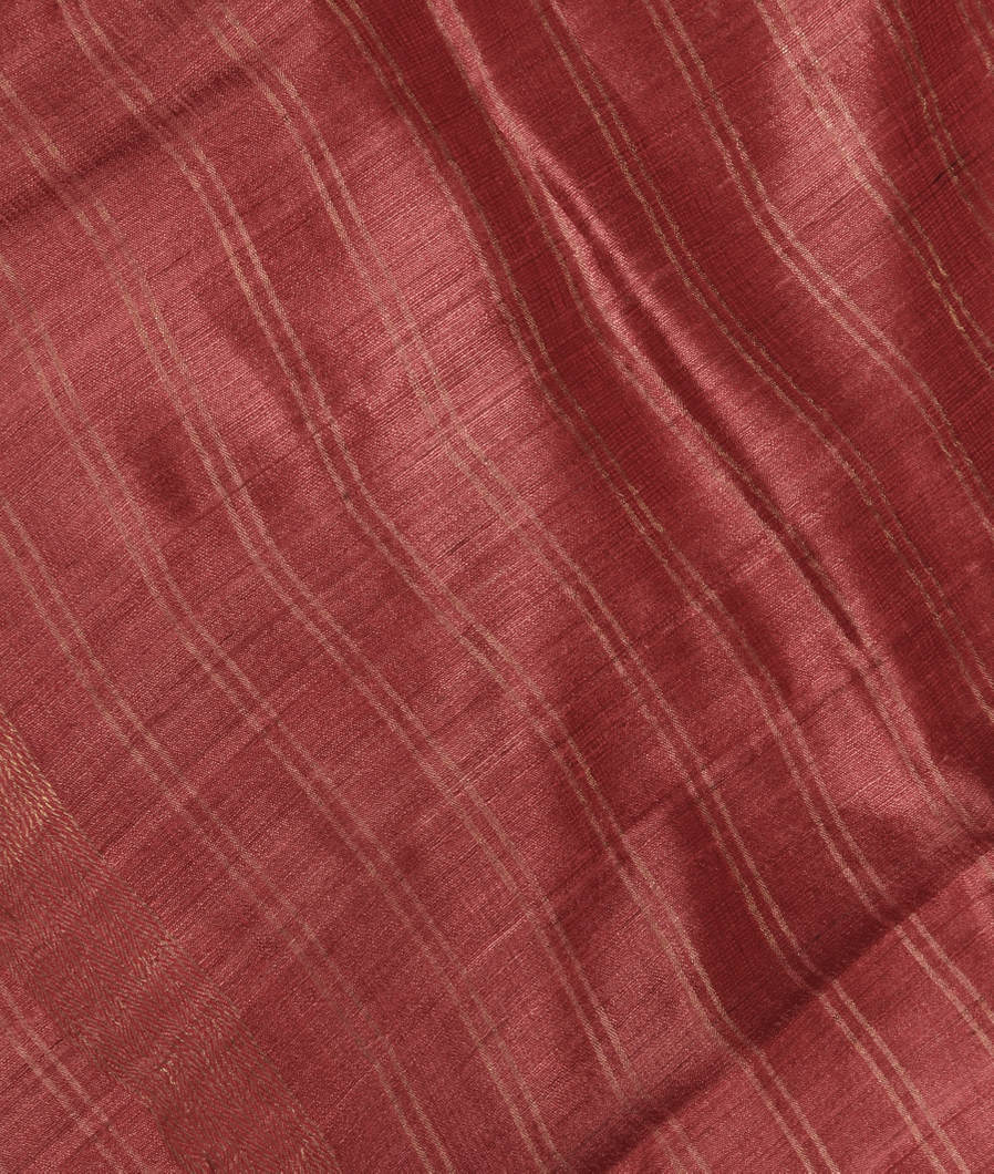 Rust Handwoven Tussar Saree T3817524