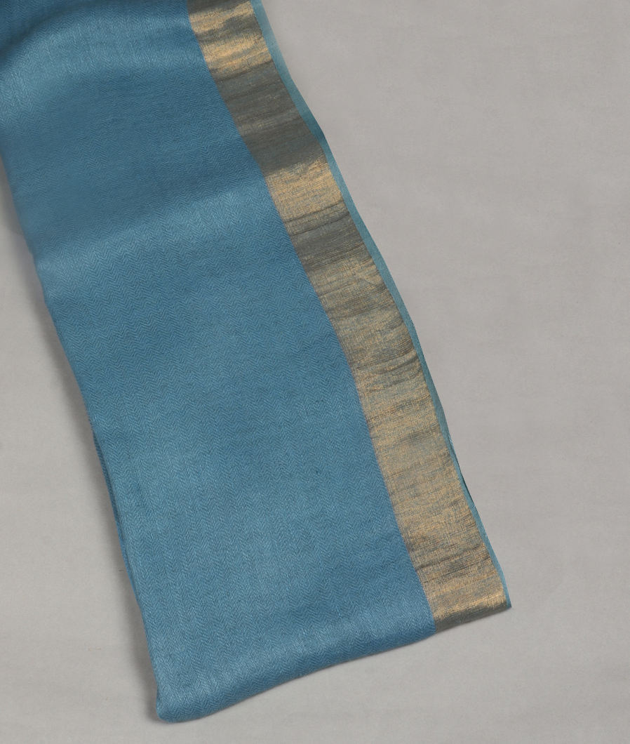 Blue Handwoven Linen Saree T329922-image
