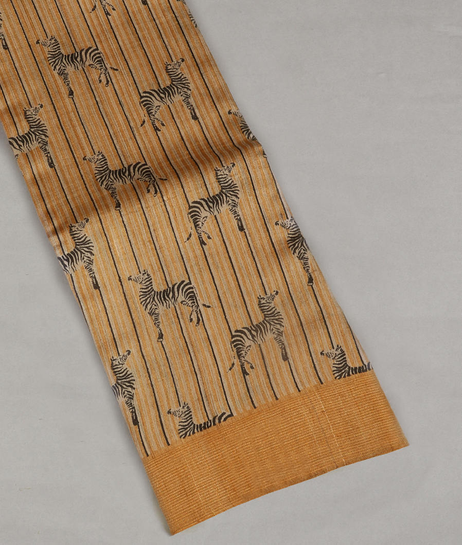Beige and Yellow Tussar Printed Saree T319726-image