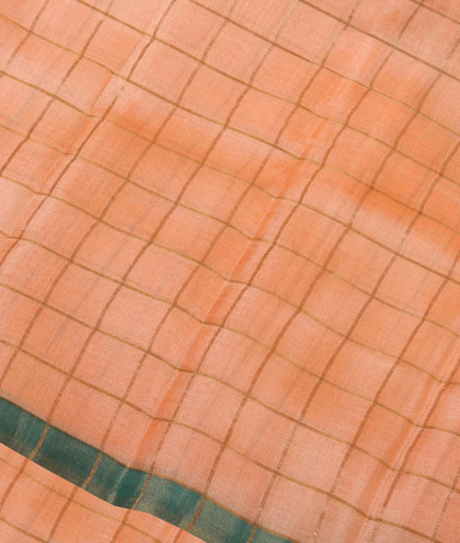 Light Peach Woven Tussar Saree T3874744