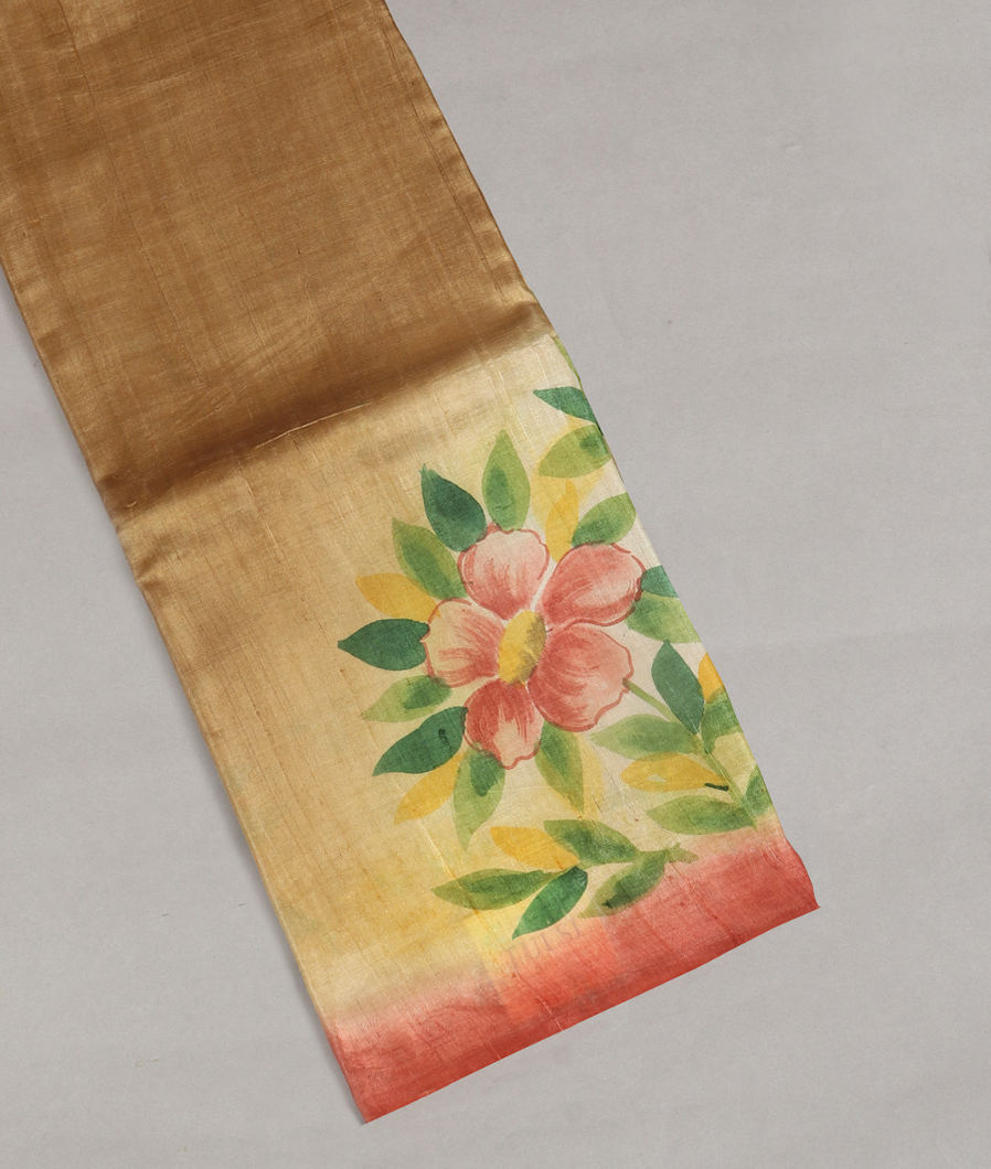Beige Tussar Printed Saree T356593-image