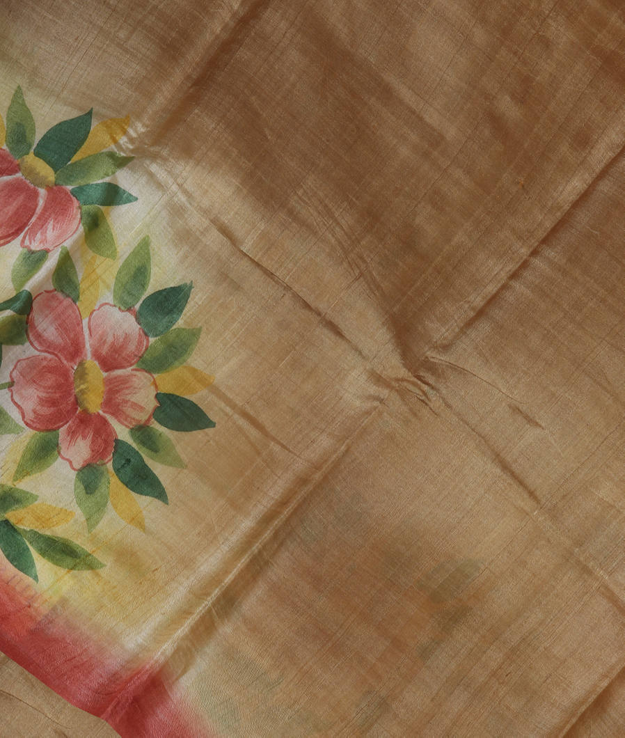 Beige Tussar Printed Saree T3565934