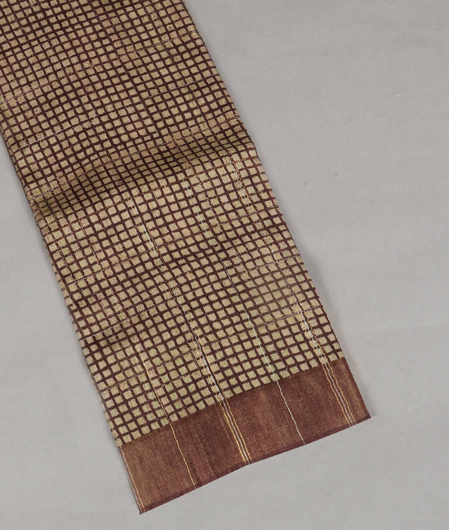 Brown Tussar Printed Saree T259558-image