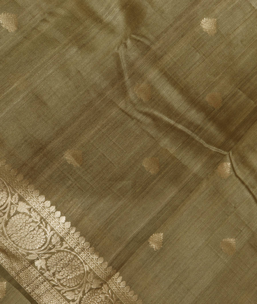 Green Banaras Tussar Georgette Saree T3638365