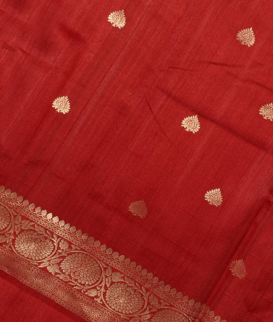 Red Banaras Tussar Georgette Saree T3638395