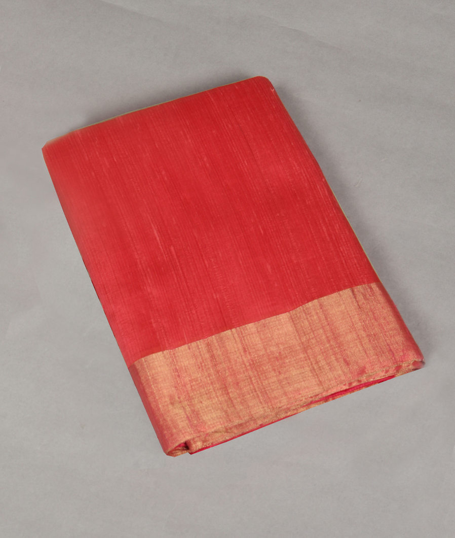 Pinkish Red Woven Raw Silk Saree T314303-image