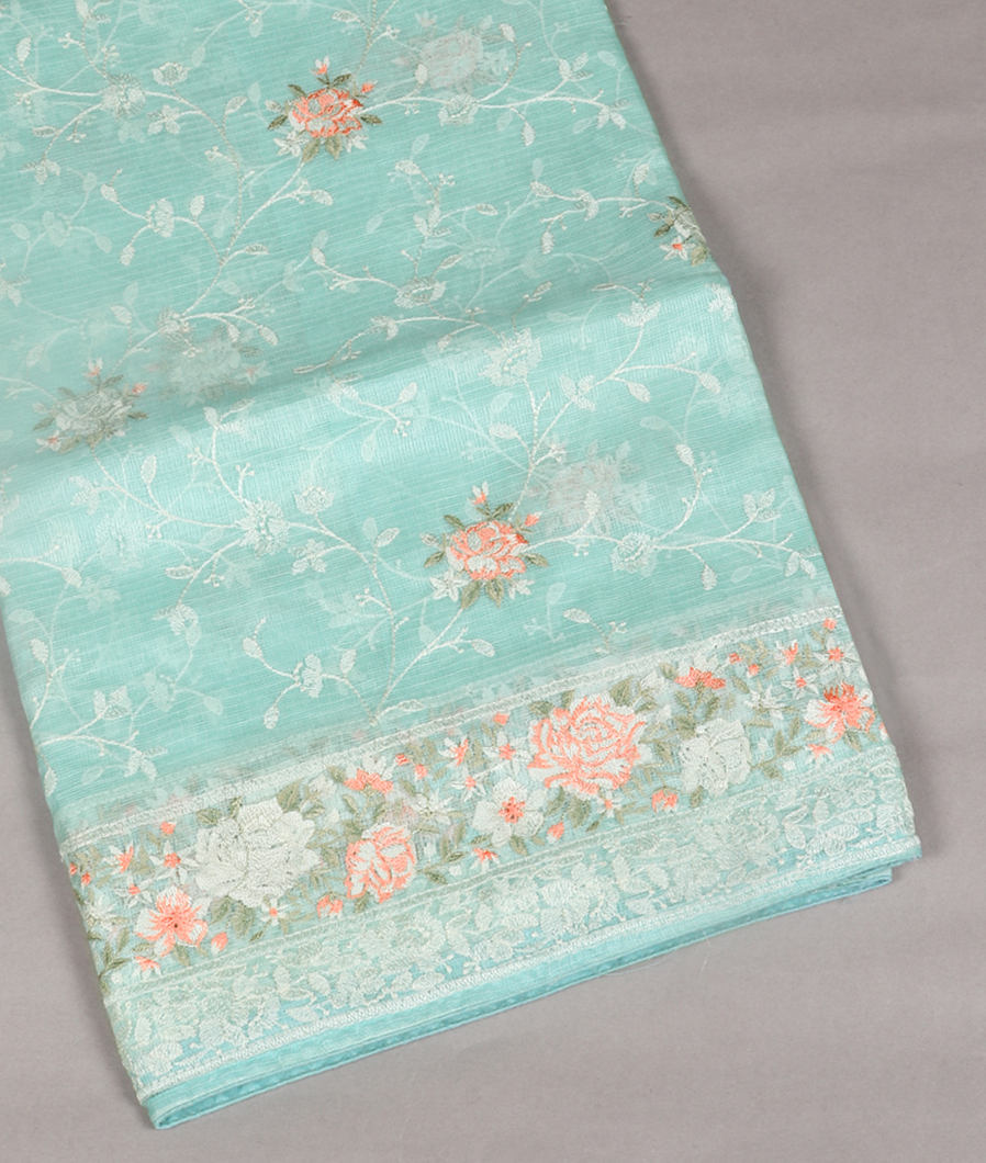 Blue Silk Kota Embroidery Saree T397256-image