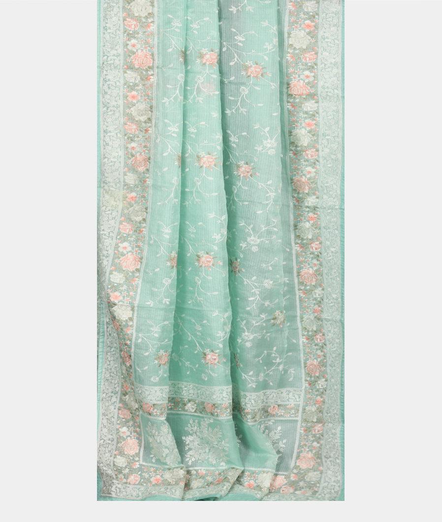 Blue Silk Kota Embroidery Saree T3972562