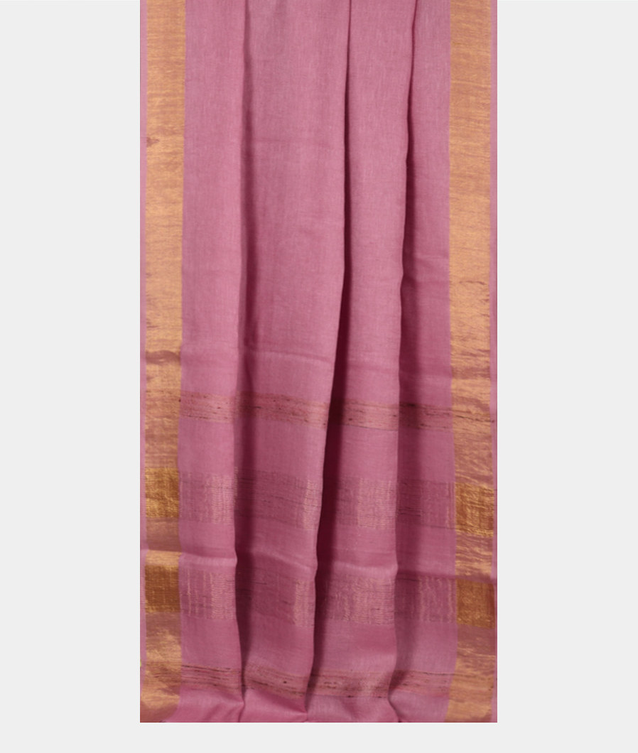 Lavender Handwoven Linen Saree T3299172