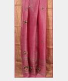 Pink Linen Embroidery Saree T2893662