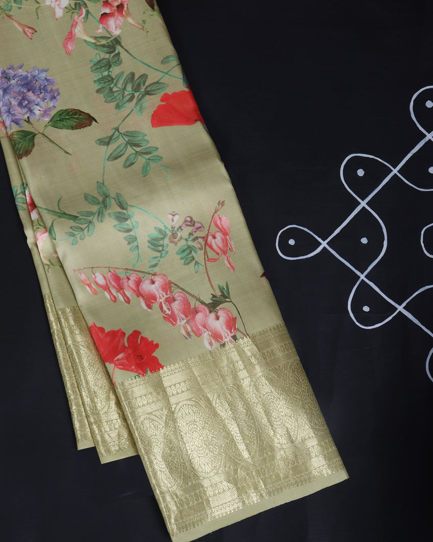 Green Printed kanjivaram Silk Saree T397659-image