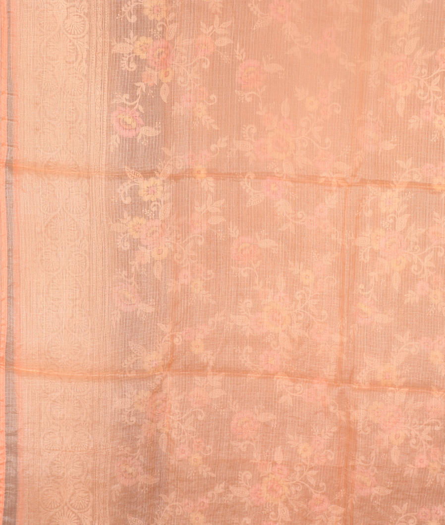 Peach Silk Kota Embroidery Saree T3972953