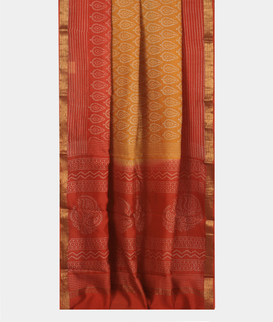 Yellow Soft Printed Cotton Saree T4111672
