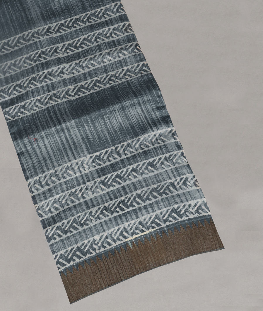 Bluish Grey Printed Cotton Saree T411142-image