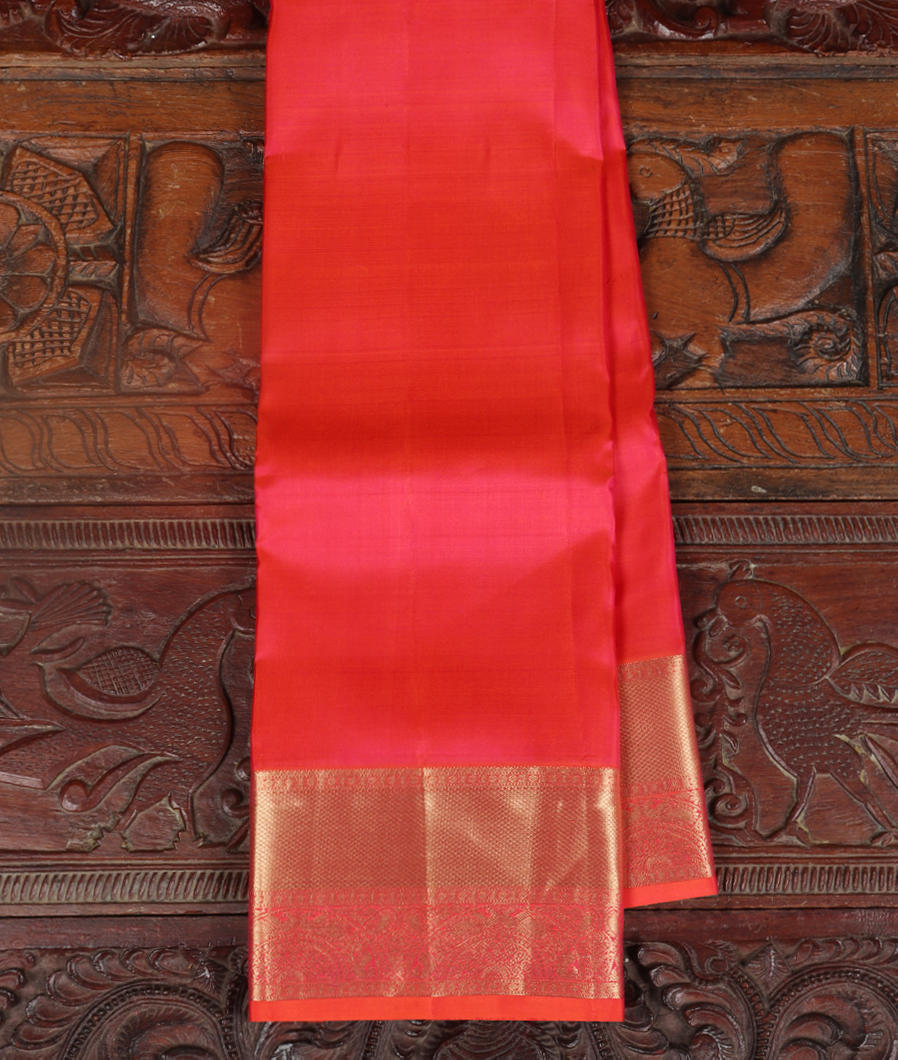 Orangish Pink Soft Silk Saree T409077-image