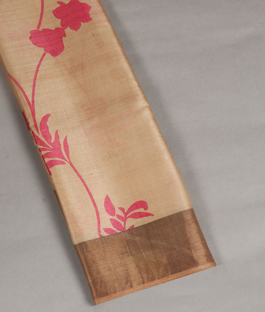 Beige Tussar Printed Saree T406284-image