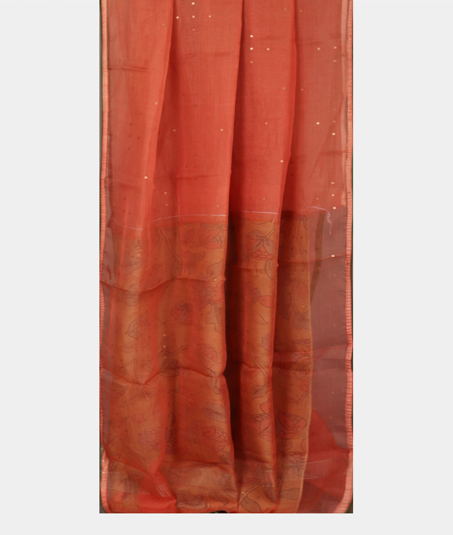 Peach Woven Organza Saree T4110812