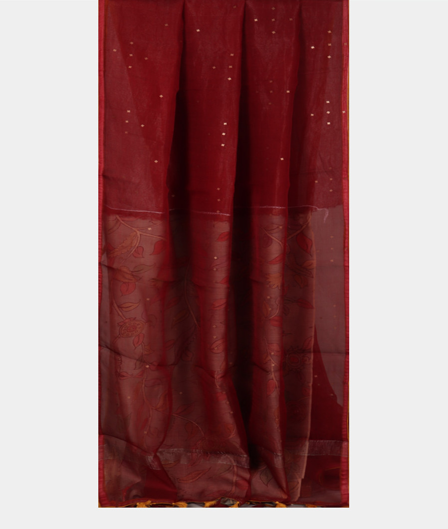 Maroon Woven Organza Saree T4110672