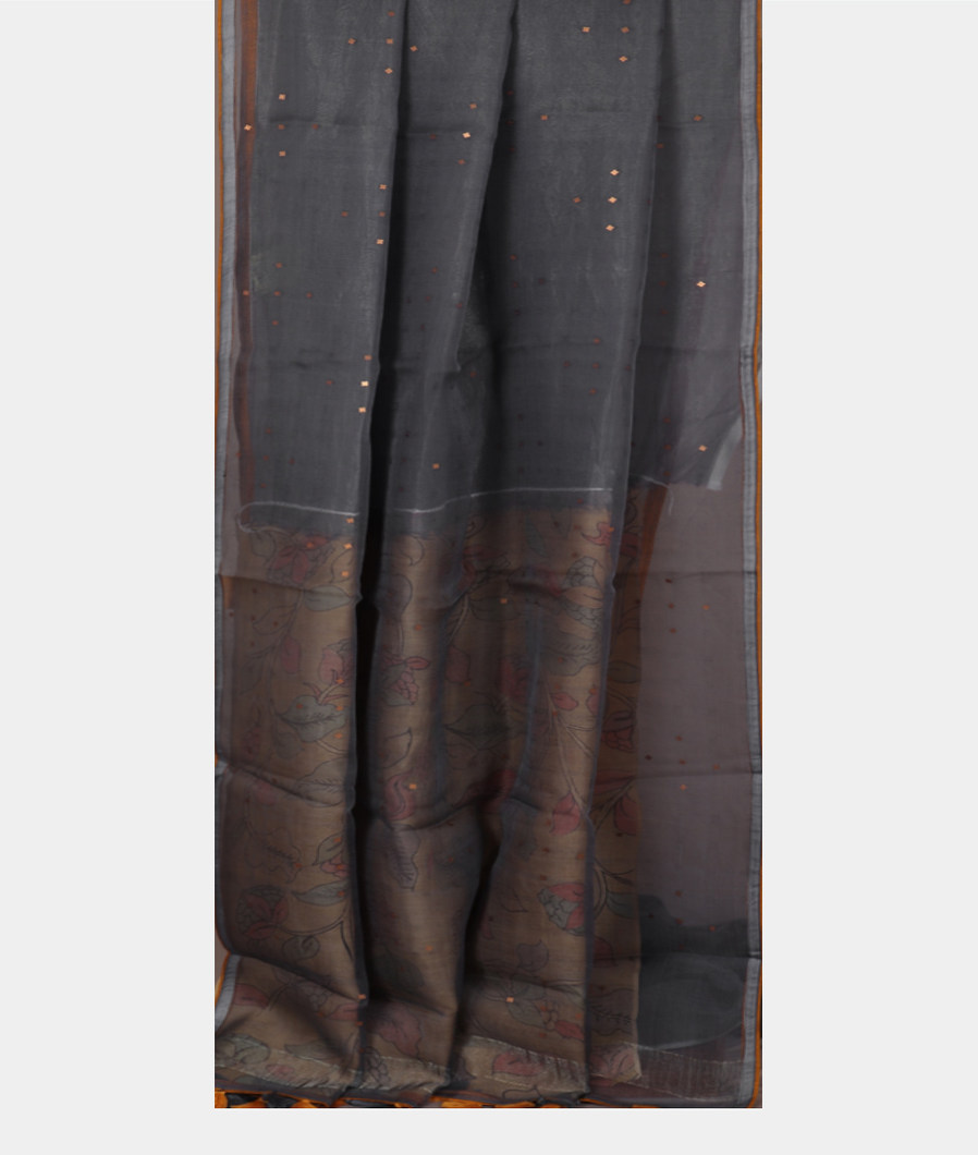 Grey Woven Organza Saree T4110802