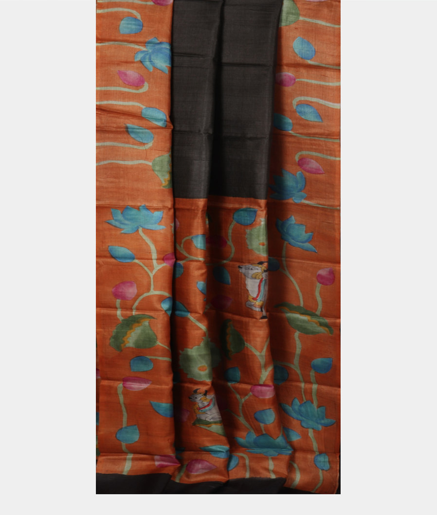 Grey Tussar Printed Saree T3832272