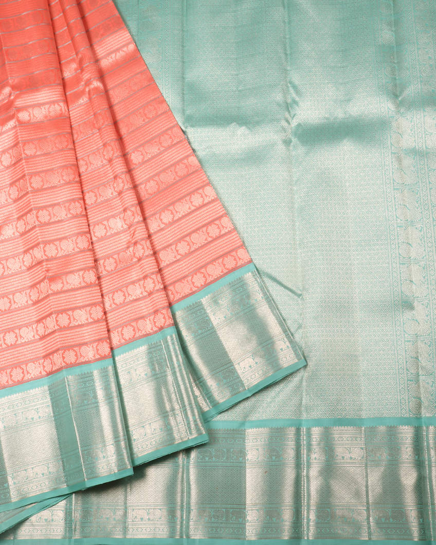 Peach Handwoven Kanjivaram Silk Saree T4131642