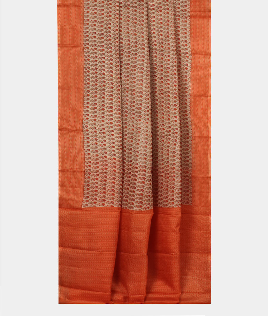 Beige Printed Silk Saree T4017522