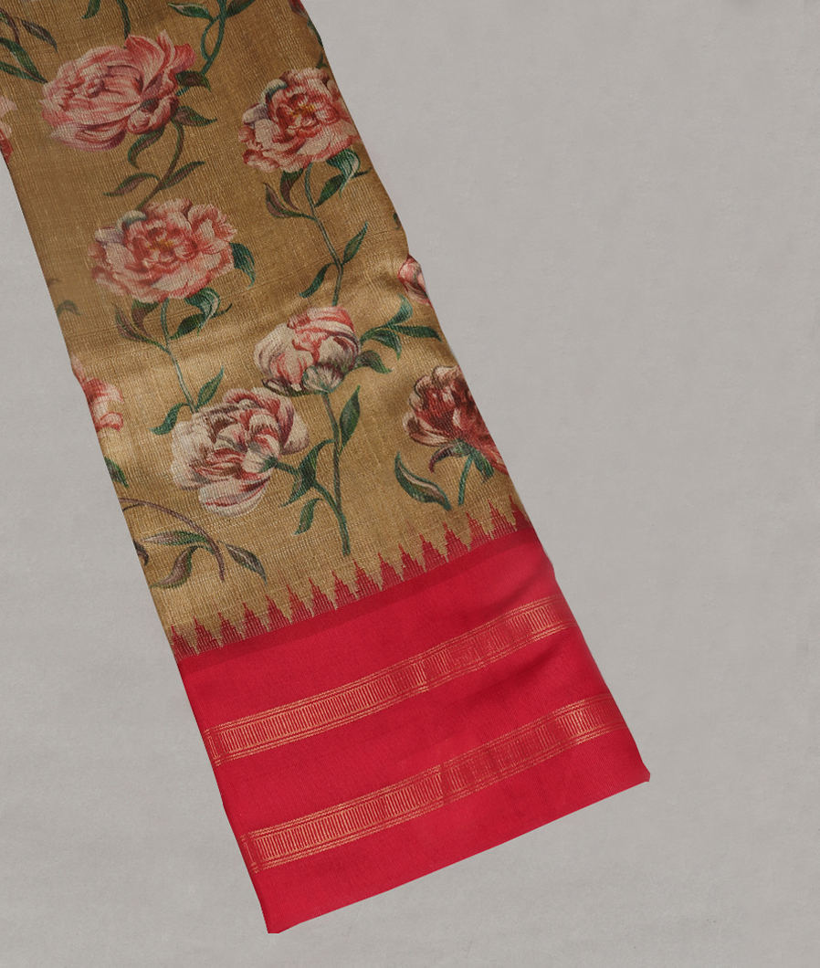 Green Tussar Printed Saree T410032-image