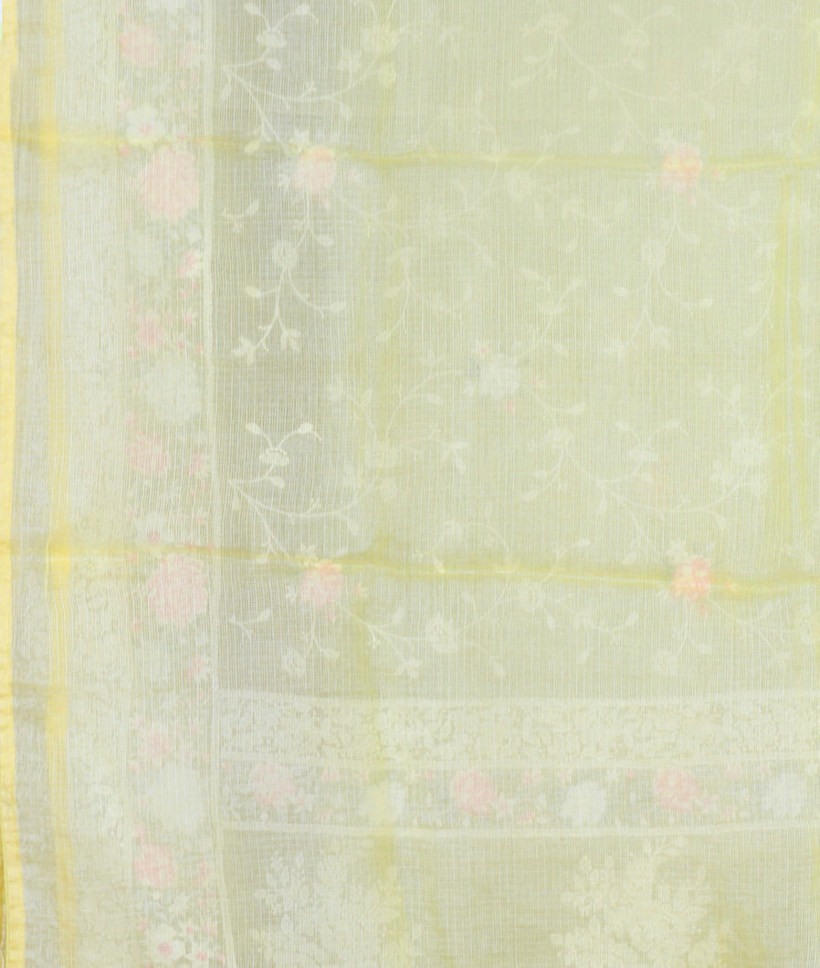 Yellow Silk Kota Embroidery Saree T3972553